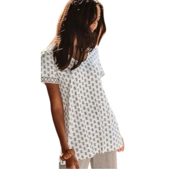 Pure Jill Black Scoop Neck Elliptical Tee Pima Cotton Top Women’s Size L - Picture 1 of 7